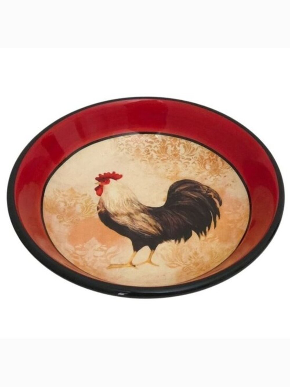 Rooster Red Yellow Ceramic Serving Bowl- Certified International by Susan Winget